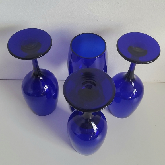 Libbey Cobalt Blue Champagne Glasses, set of 4 - Picture 4 of 5